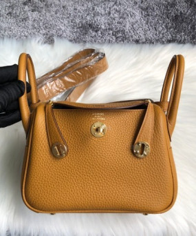 에르메스 미니 린디백 골드브라운 금장 끌레망스 가죽